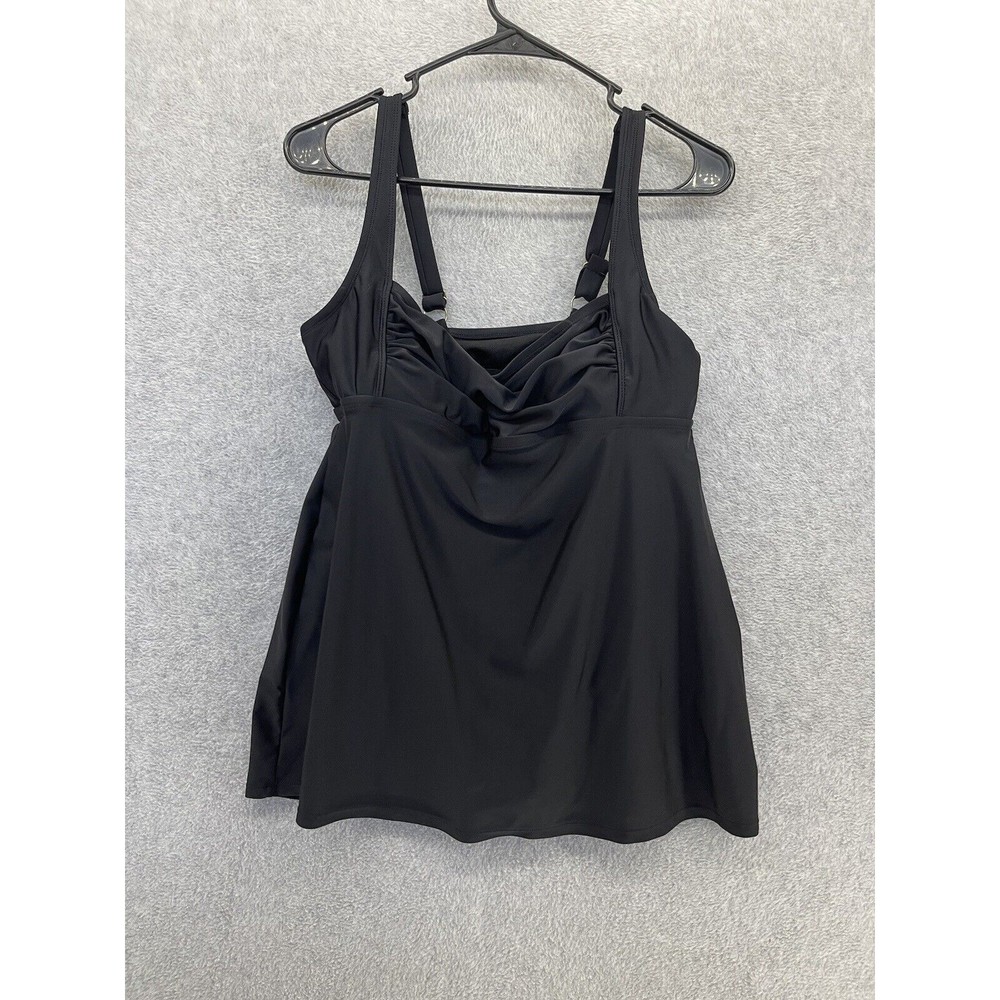 AVA VIV Women's Swimsuit Coverup Solid Black Plus Size 14W Tank Sleeveless